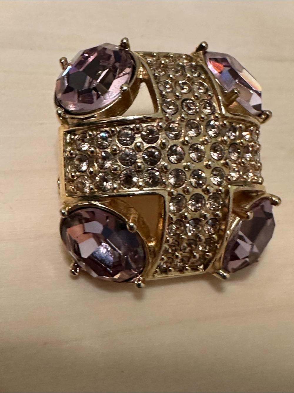 Monet gold-tone brooch with an abstract geometric design with purple stones - Picture 8 of 14